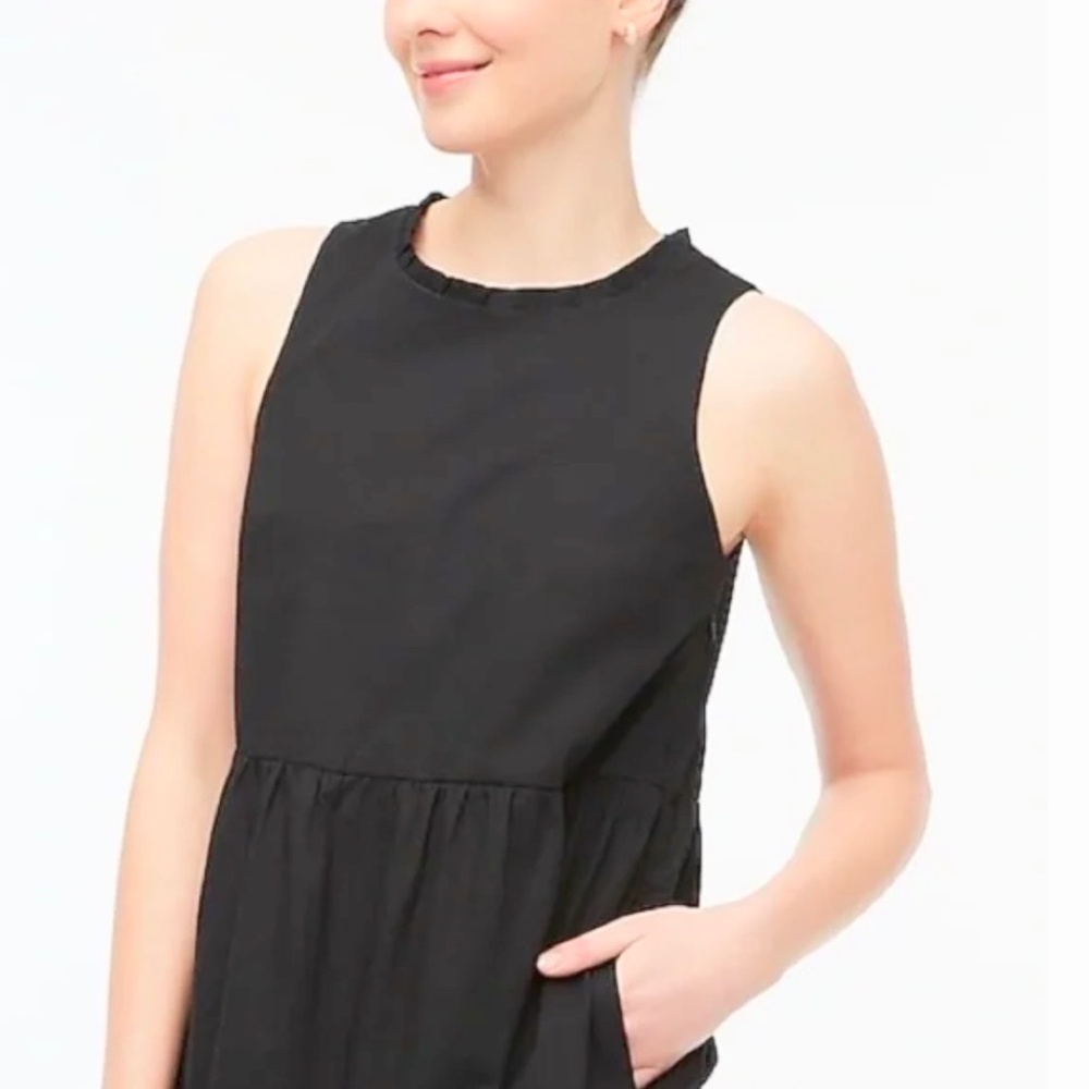 J.Crew Sleeveless Tiered Ruffle Neck Dress Size 8 Cotton Poplin, Pockets, Lined - Picture 3 of 11